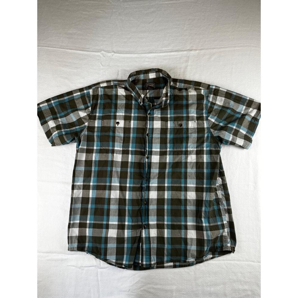 C.E. Schmidt Workwear Men's Plaid Button Down Shirt XL Blue Gray White